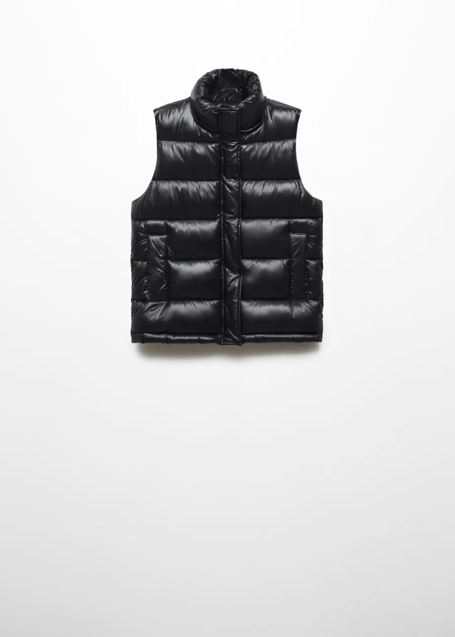 MANGO Kurtki|Kamizelki*Pikowana nieprzemakalna kamizelka z kapturem