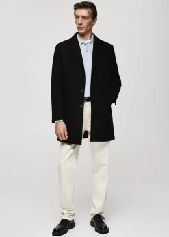 MANGO Płaszcze*Pikowany płaszcz wełniany regular fit