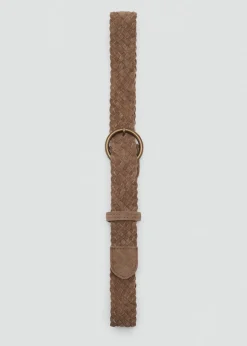 MANGO Paski*Pleciony pasek ze skóry dwoiny