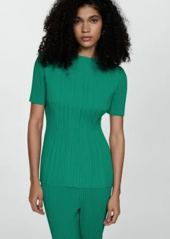 MANGO Koszule I Bluzki|Koszulki*Plisowana koszulka z krótkimi rękawami