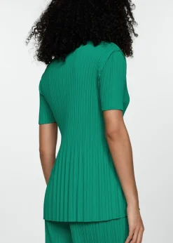 MANGO Koszule I Bluzki|Koszulki*Plisowana koszulka z krótkimi rękawami