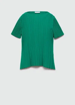 MANGO Koszule I Bluzki|Koszulki*Plisowana koszulka z krótkimi rękawami