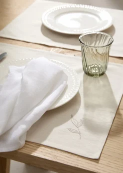 MANGO Obrusy*Podkładka pod talerz z bawełny z haftem w liście