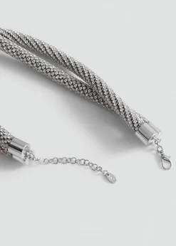 MANGO Biżuteria*Podwójny naszyjnik z kryształkami