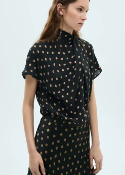 MANGO Koszule I Bluzki*Polka dot blouse with draped collar