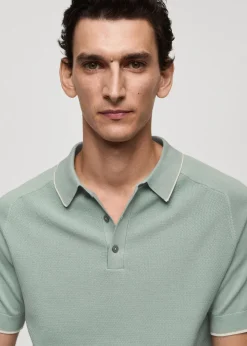 MANGO Koszulki|Koszulki Polo*Polo z cienkiej dzianiny z lampasami na rękawach