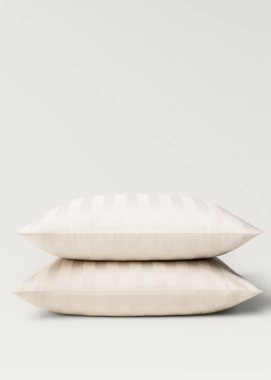 MANGO Poszewki Na Poduszki*Poszewka na poduszkę z satyny w drobne paski 60 x 60 cm