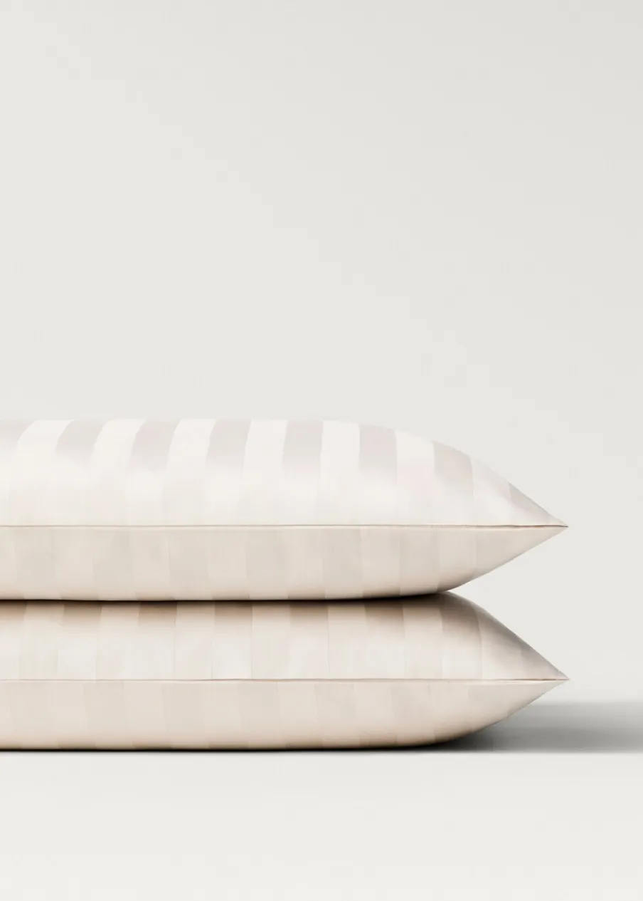 MANGO Poszewki Na Poduszki*Poszewka na poduszkę z satyny w drobne paski 50 x 75 cm