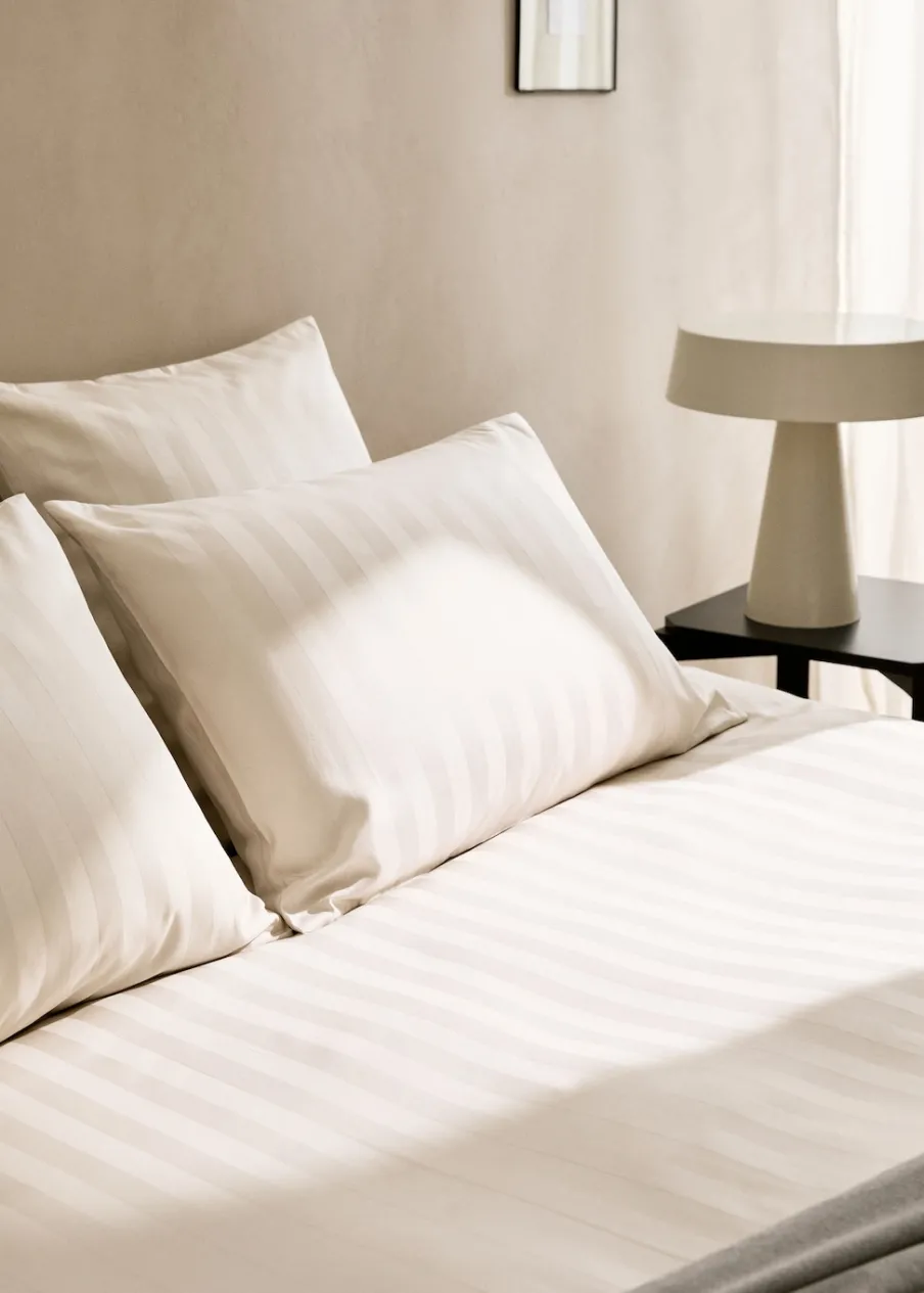 MANGO Poszwa Na Kołdrę*Poszwa na kołdrę z satyny w drobne paski na łóżko 150 cm