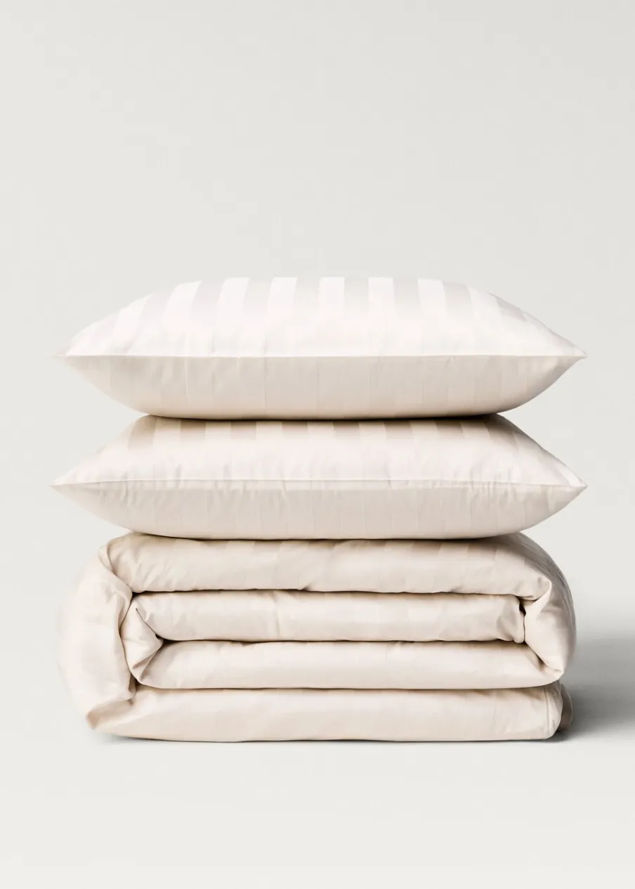 MANGO Poszwa Na Kołdrę*Poszwa na kołdrę z satyny w drobne paski na łóżko 90 cm