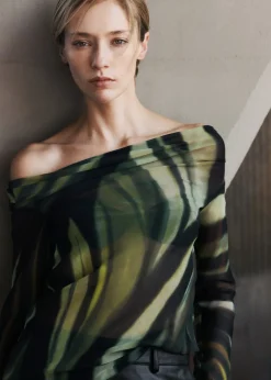 MANGO Koszule I Bluzki*Półprzezroczysta bluzka z nadrukiem