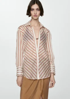 MANGO Koszule I Bluzki*Półprzezroczysta koszula w paski