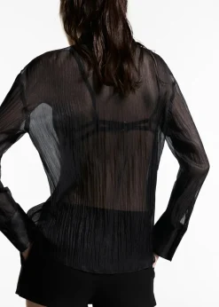 MANGO Koszule I Bluzki*Półprzezroczysta koszula z satynowymi wstawkami