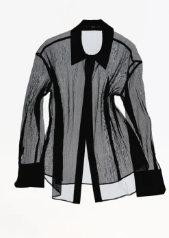 MANGO Koszule I Bluzki*Półprzezroczysta koszula z satynowymi wstawkami