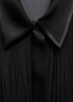 MANGO Koszule I Bluzki*Półprzezroczysta koszula z satynowymi wstawkami