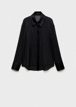 MANGO Koszule I Bluzki*Półprzezroczysta koszula z satynowymi wstawkami