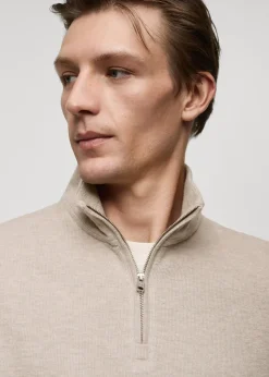 MANGO Bluzy*Prążkowana bluza z kołnierzem typu komin