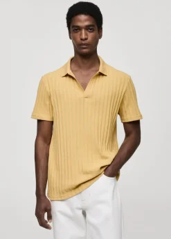MANGO Koszulki|Koszulki Polo*Prążkowana koszulka polo regular fit z bawełny
