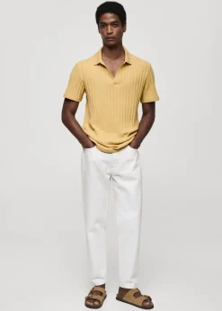 MANGO Koszulki|Koszulki Polo*Prążkowana koszulka polo regular fit z bawełny