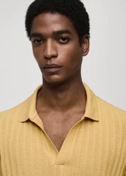 MANGO Koszulki|Koszulki Polo*Prążkowana koszulka polo regular fit z bawełny