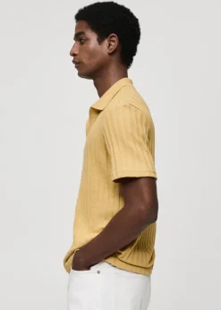 MANGO Koszulki|Koszulki Polo*Prążkowana koszulka polo regular fit z bawełny
