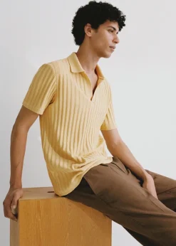 MANGO Koszulki|Koszulki Polo*Prążkowana koszulka polo regular fit z bawełny