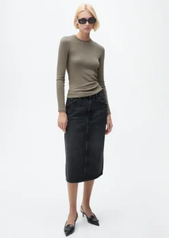 MANGO Koszulki*Prążkowana koszulka z długimi rękawami