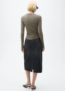 MANGO Koszulki*Prążkowana koszulka z długimi rękawami