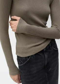 MANGO Koszulki*Prążkowana koszulka z długimi rękawami