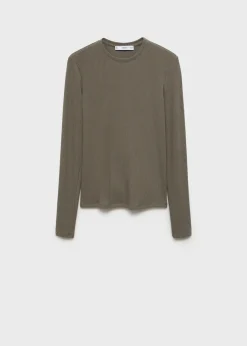 MANGO Koszulki*Prążkowana koszulka z długimi rękawami