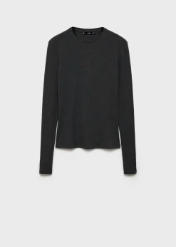 MANGO Koszulki*Prążkowana koszulka z długimi rękawami