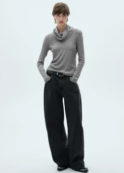 MANGO Koszulki*Prążkowana koszulka z golfem