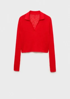 MANGO Koszulki*Prążkowana koszulka z kołnierzykiem polo