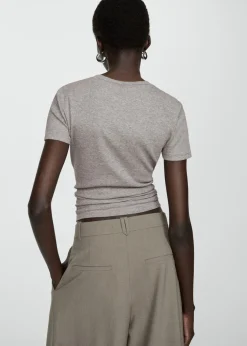 MANGO Koszulki*Prążkowana koszulka z krótkim rękawem