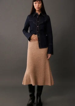 MANGO Spódnice*Prążkowana spódnica o rozszerzanym kroju