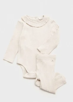 Dzieci MANGO Spodnie|Spodnie*Prążkowane legginsy z bawełny