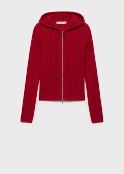 MANGO Kurtki|Swetry I Kardigany*Prążkowany kardigan z kapturem