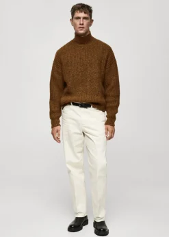 MANGO Kardigany I Swetry*Prążkowany sweter z dekoltem pod szyję