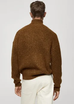 MANGO Kardigany I Swetry*Prążkowany sweter z dekoltem pod szyję