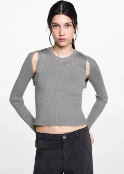 MANGO Swetry I Kardigany*Prążkowany sweter z rękawkami