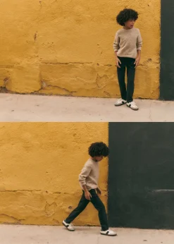 Dzieci MANGO Joggersy*Proste spodnie w jodełkę