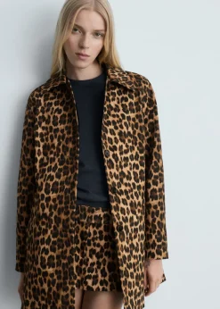 MANGO Płaszcze*Prosty płaszcz w panterkę