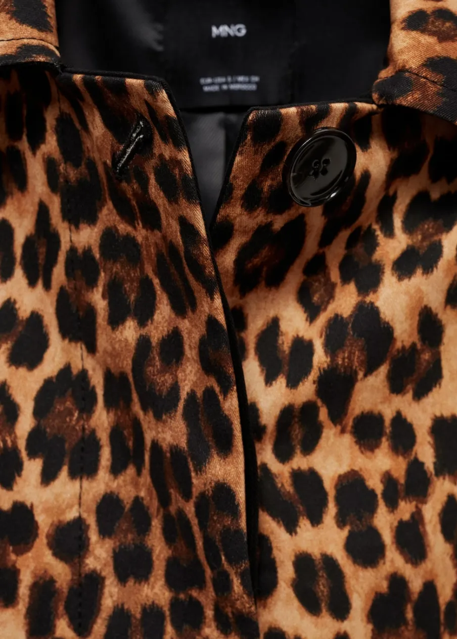 MANGO Płaszcze*Prosty płaszcz w panterkę