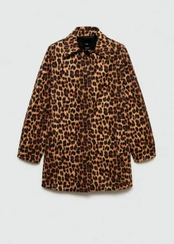 MANGO Płaszcze*Prosty płaszcz w panterkę