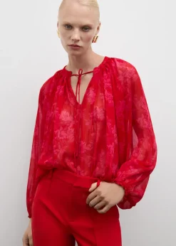 MANGO Koszule I Bluzki*Prześwitująca bluzka w kwiaty