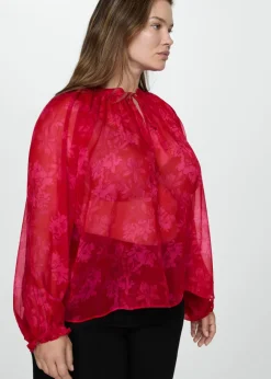 MANGO Koszule I Bluzki*Prześwitująca bluzka w kwiaty
