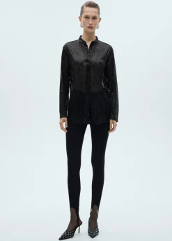 MANGO Koszule I Bluzki*Prześwitująca koszula z cekinami