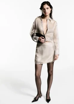 MANGO Koszule I Bluzki*Prześwitująca koszula z cekinami