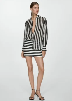 MANGO Koszule I Bluzki*Prześwitująca koszula ze 100% bawełny w paski