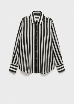 MANGO Koszule I Bluzki*Prześwitująca koszula ze 100% bawełny w paski